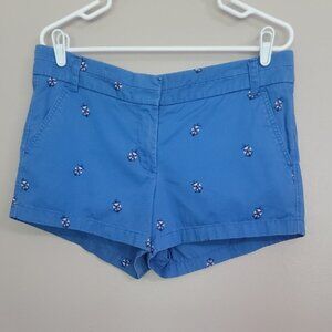 J Crew Blue Chino Shorts With Anchors Size 10